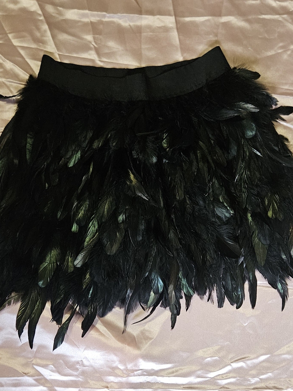 Black Feathered Mini Skirt - Women's Statement Party Skirt - Picture 3 of 5